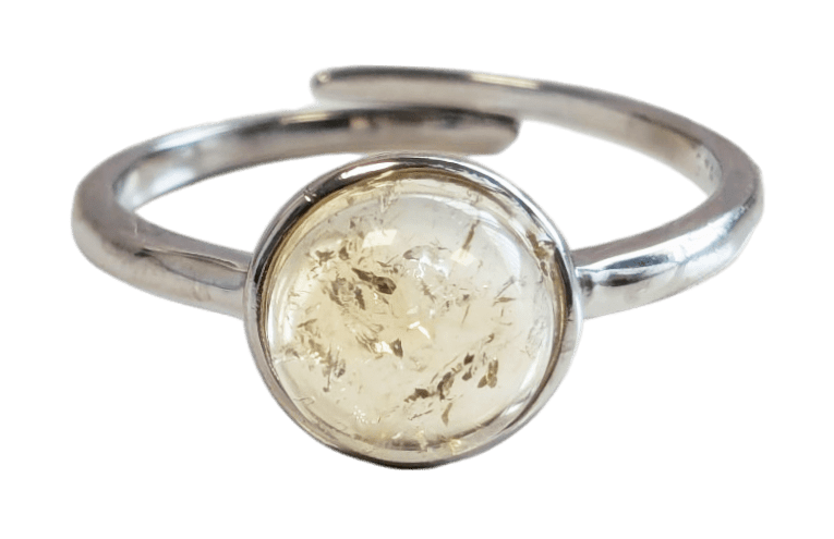 Bague Argent 925 Ajustable Ronde Citrine Naturelle AA 8mm chez Arabesk|fr