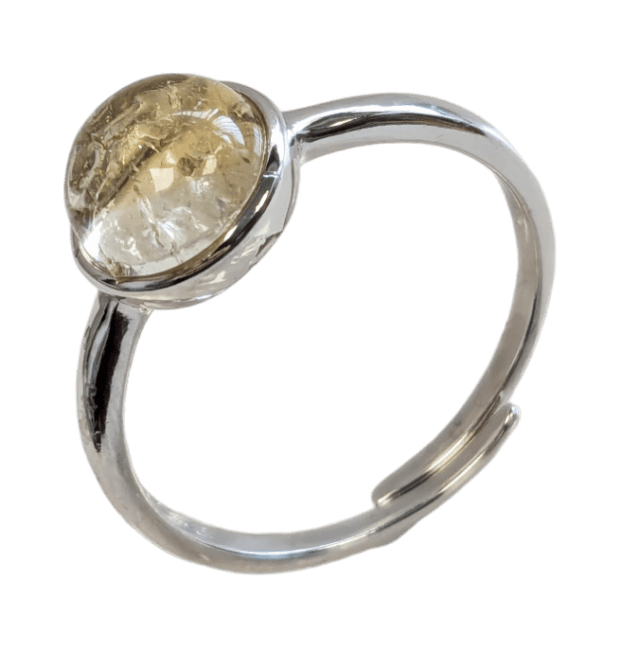 Bague Argent 925 Ajustable Ronde Citrine Naturelle AA 8mm chez Arabesk