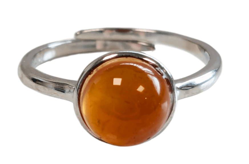 Bague Argent 925 Ajustable Ronde Cornaline A+ 8mm chez Arabesk|fr