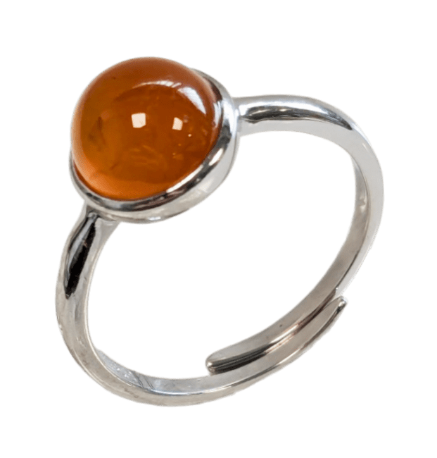 Bague Argent 925 Ajustable Ronde Cornaline A+ 8mm chez Arabesk