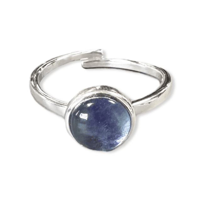 Bague Argent 925 Ajustable Rond Fluorite AA 8mm