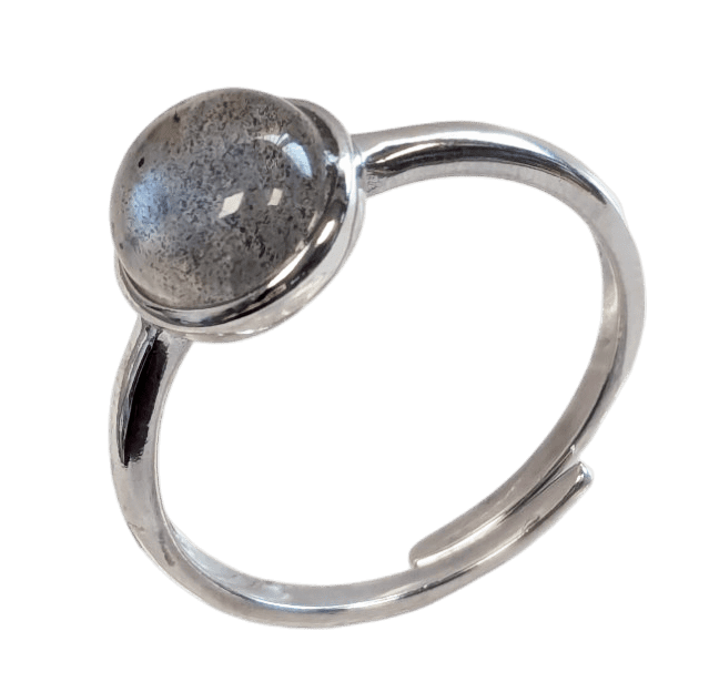 Bague Argent 925 Ajustable Ronde Labradorite A+ 8mm chez Arabesk