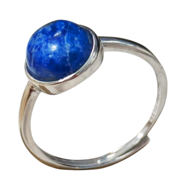 Bague Argent 925 Ajustable Ronde Lapis Lazuli AAA 8mm chez Arabesk