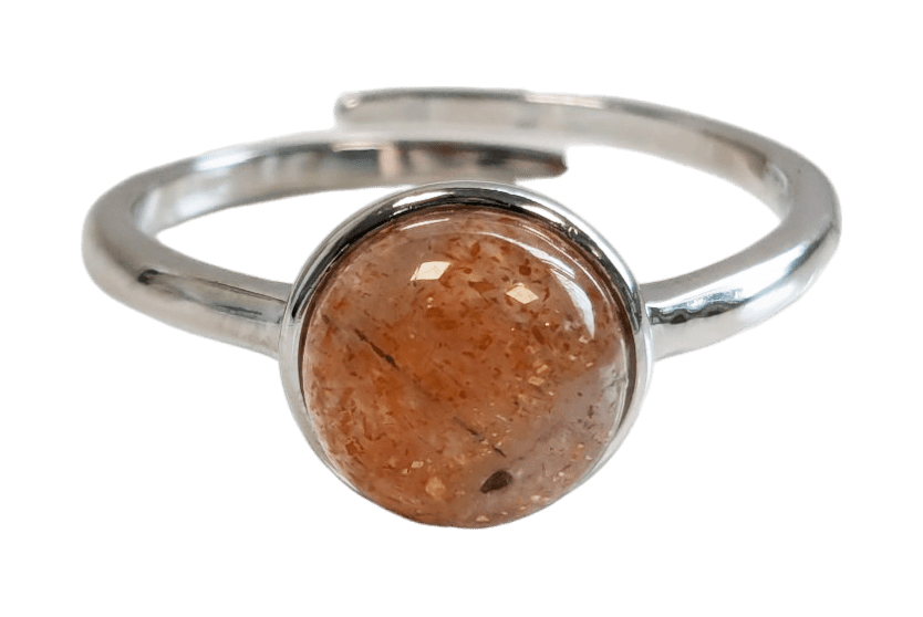 Bague Argent 925 Ajustable Ronde Pierre de Soleil AA 8mm chez Arabesk|fr