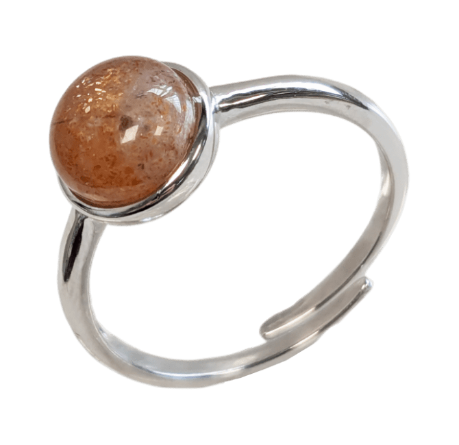 Bague Argent 925 Ajustable Ronde Pierre de Soleil AA 8mm chez Arabesk