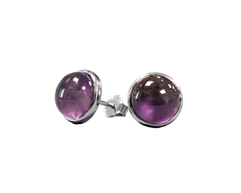 Boucles d'Oreilles Argent 925 Amethyste AA 8mm