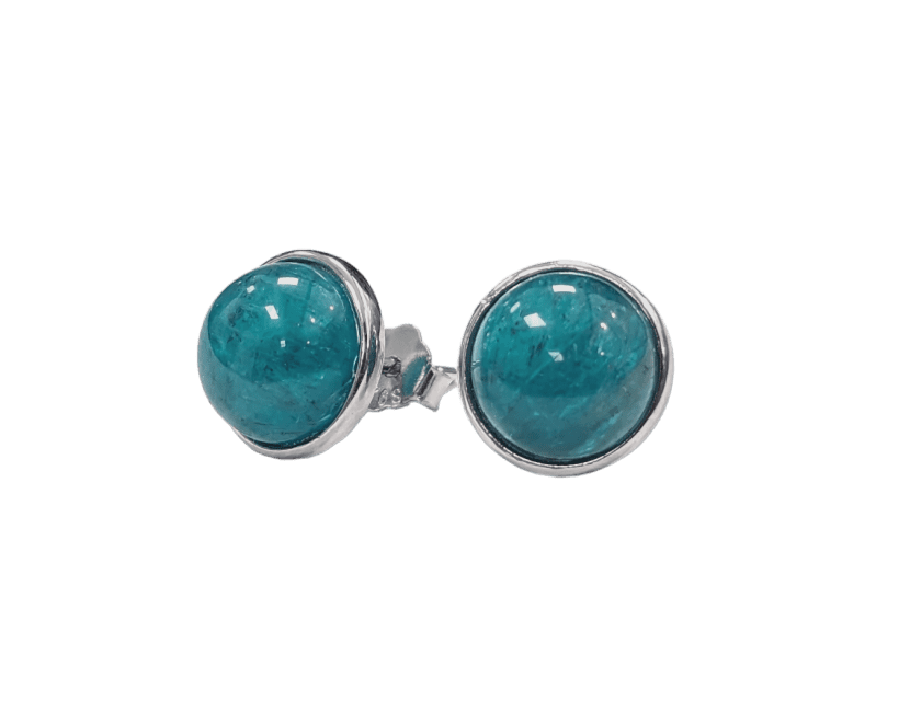 Boucles d'Oreilles Argent 925 Apatite Bleue AA 8mm