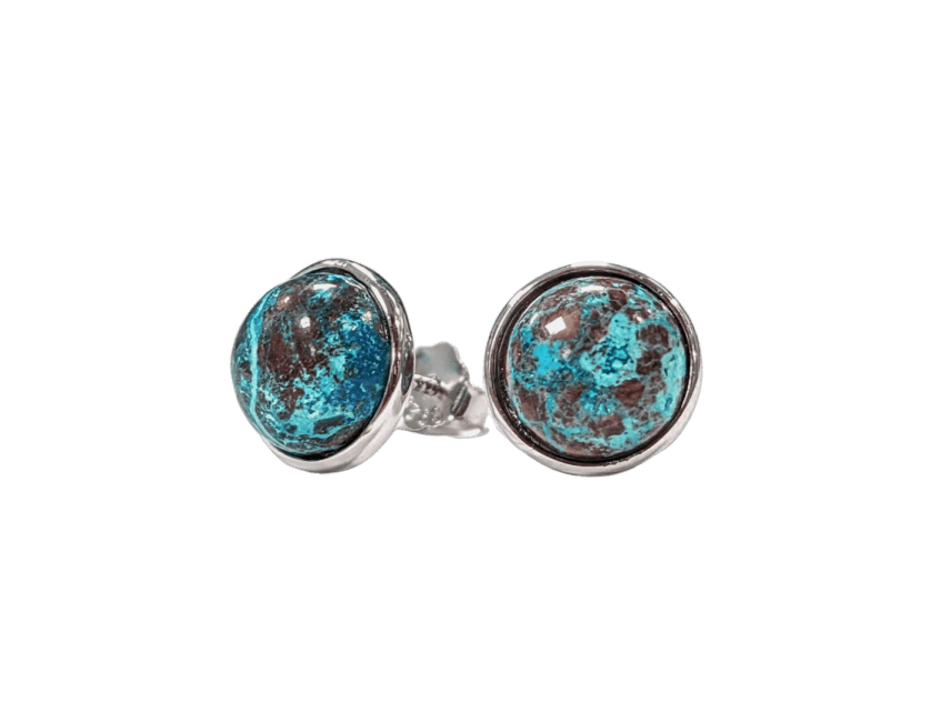 Boucles d'Oreilles Argent 925 Chrysocolle AA 8mm