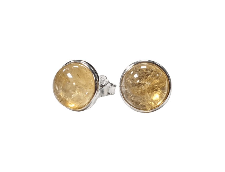 Boucles d'Oreilles Argent 925 Citrine Naturelle AA 8mm