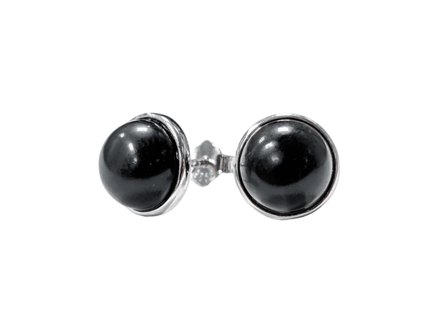 Boucles d'Oreilles Argent 925 Obsidienne Noire A 8mm chez Arabesk