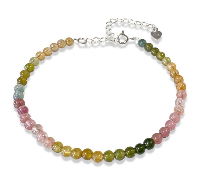 Bracelet Tourmaline multicolore AA Coeur Argent 925 3mm