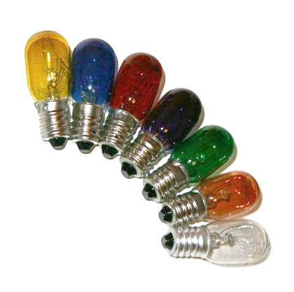 7 Ampoules Couleurs pour Lampes de Sel et Sélénite 15W