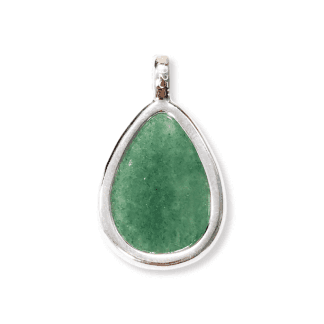 Pendentif Goutte Argent 925 Aventurine Verte A 23.5mm