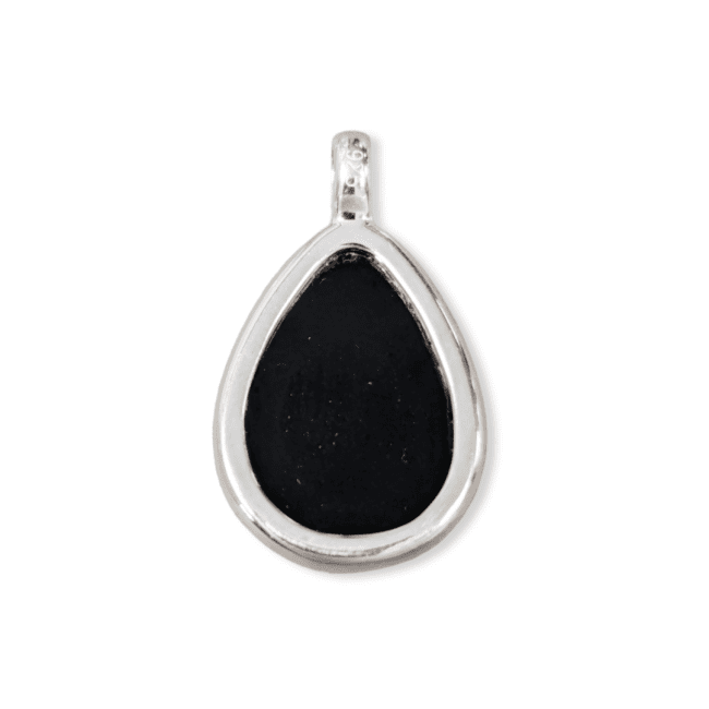 Pendentif Goutte Argent 925 Obsidienne Noire AA 23.5mm