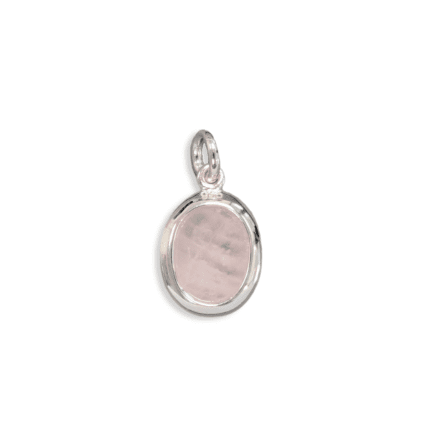 Pendentif Ovale Argent 925 Quartz Rose AA 13mm