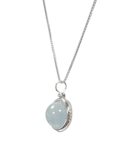 Collier Argent 925 avec Pendentif Boule Aigue Marine A+ 10mm