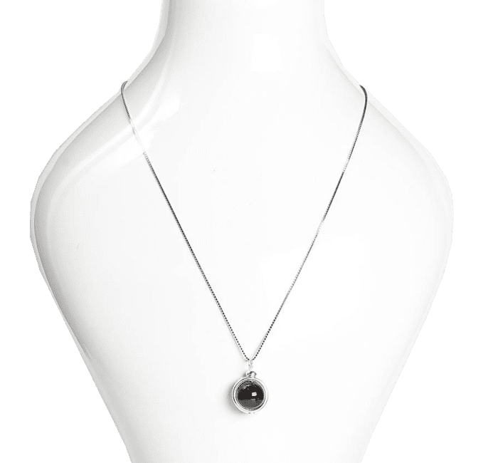 Collier Argent 925 avec Pendentif Boule Grenat Rouge AA 10mm chez Arabesk