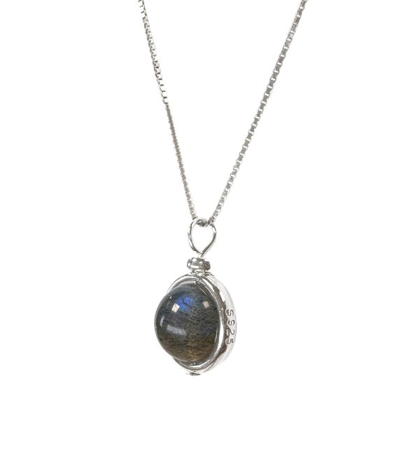 Collier Argent 925 avec Pendentif Boule Labradorite AA 10mm chez Arabesk