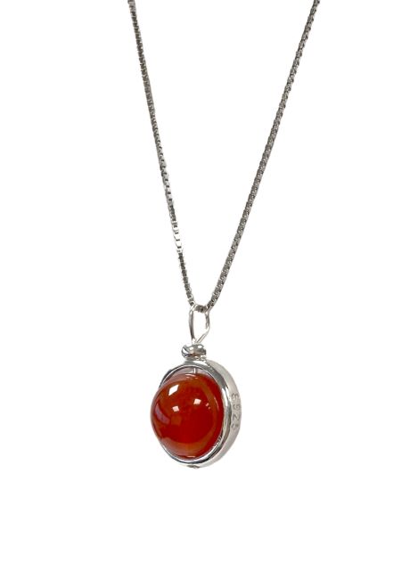 Collier Argent 925 avec Pendentif Agate Rouge A 10mm chez Arabesk