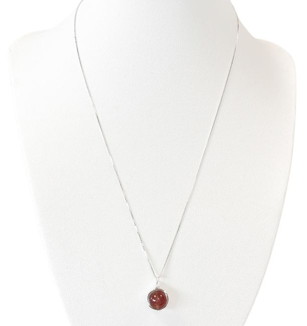 Collier Argent 925 avec Pendentif Boule Quartz Fraise Hematoide A 10mm chez Arabesk|fr