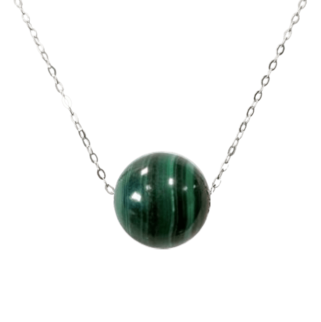 Collier Argent 925 Malachite AA Boule 12mm chez Arabesk