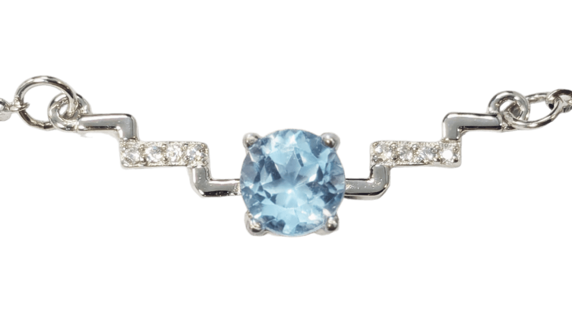 Collier Argent 925 Topaze Bleue et Strass Facetée AA 5mm chez Arabesk