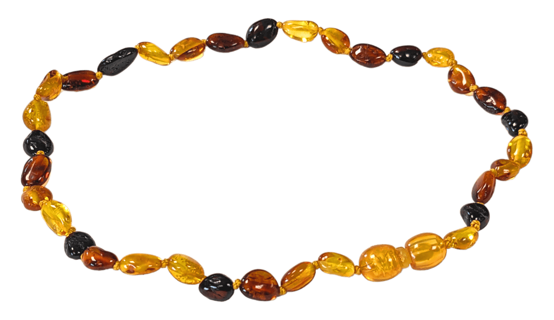 Collier Bébé Ambre Baltique olive multicouleur 32cm