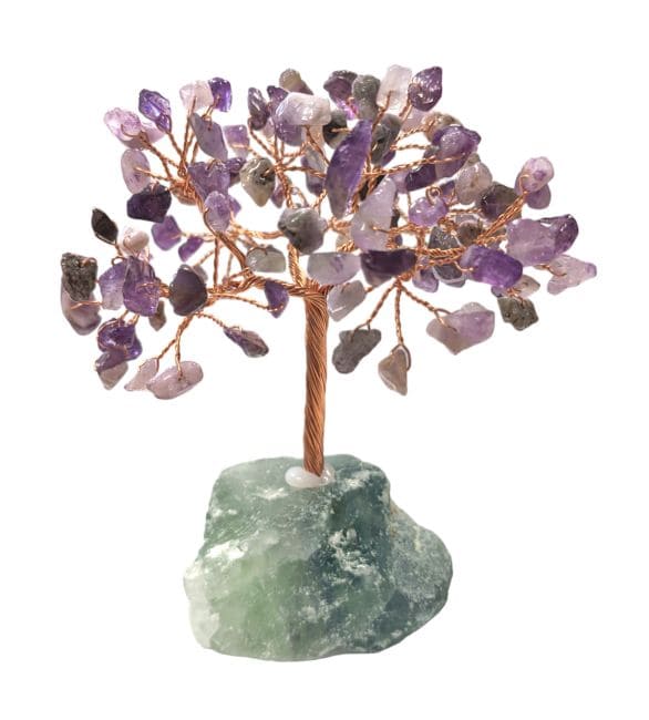 Baum des Lebens Amethyst auf grüner Fluorit-Druse 12–13 cm