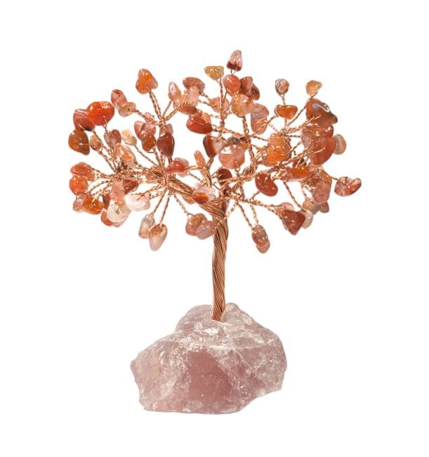 Arbre de Vie Agate Rouge sur Druse Quartz Rose 12-13cm