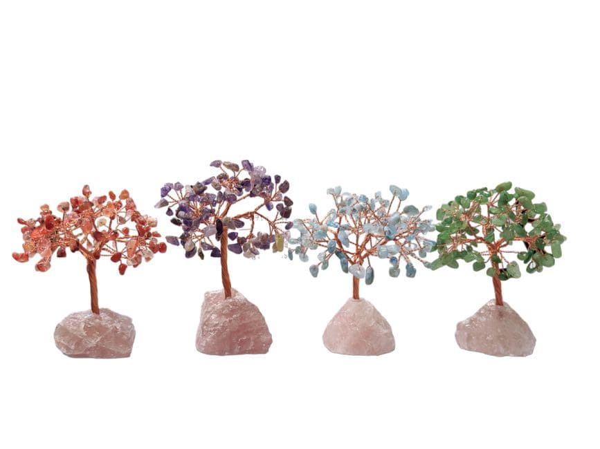 Arbre de Vie Aigue Marine sur Druse Quartz Rose 12-13cm