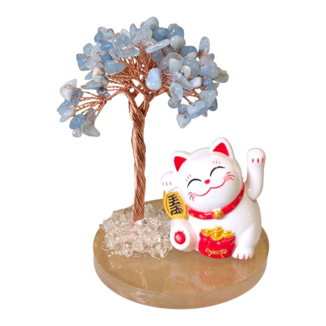 Arbre de Vie en Aigue Marine avec Manekineko