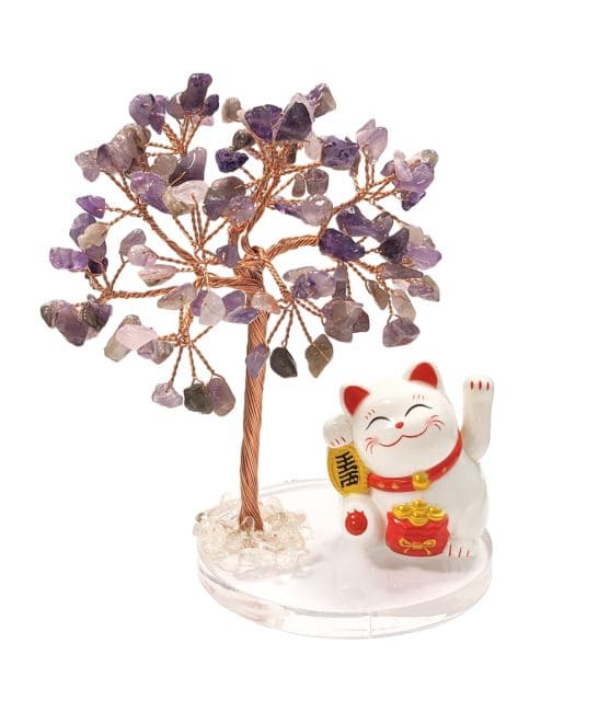 Arbre de Vie en Amethyste avec Manekineko