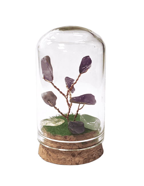 Petit Arbre de Vie Amethyste sous Cloche en Verre 5.8cm