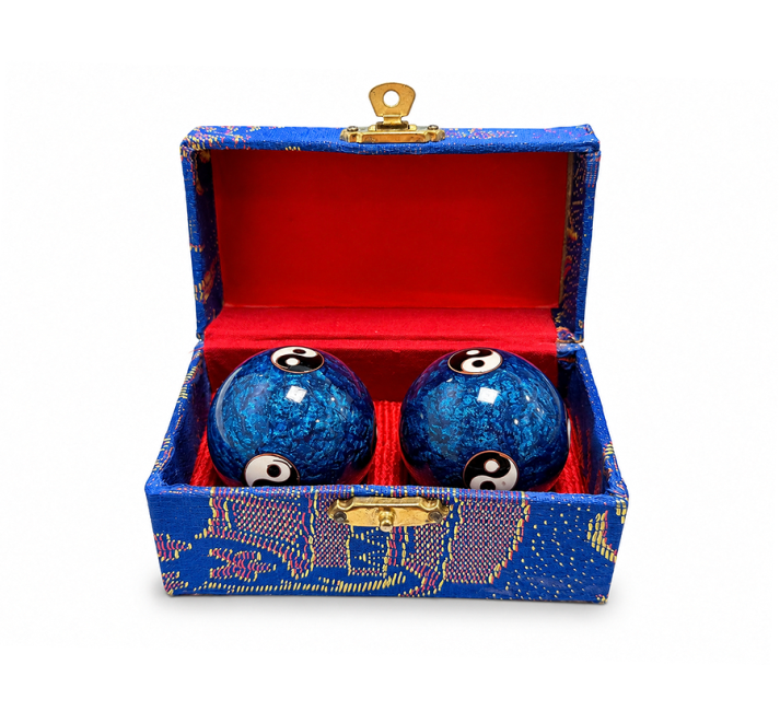 Boules de Massage Chinoises Yin Yang Bleues 4,2 cm