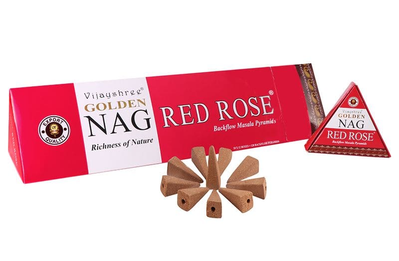 Cônes backflow Vijayshree Golden Nag Rose Rouge 12pcs