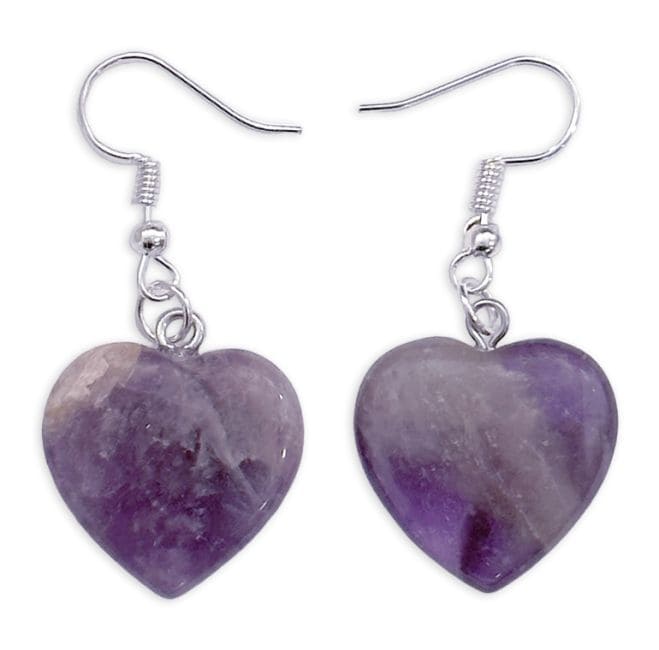 Boucles d'Oreilles Cœur Amethyste 20mm