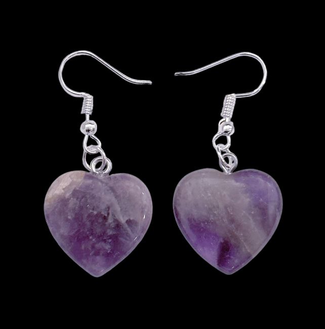 Boucles d'Oreilles Cœur Amethyste 20mm