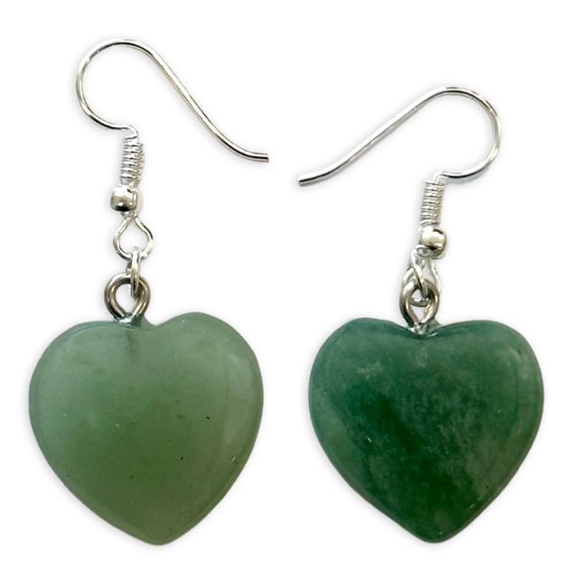 Boucles d'Oreilles Cœur Aventurine Verte 20mm