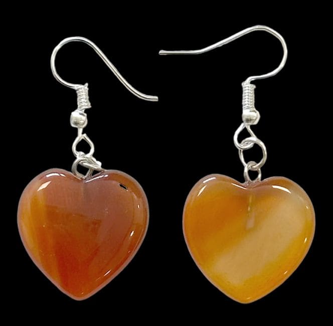 Boucles d'Oreilles Cœur Cornaline 20mm