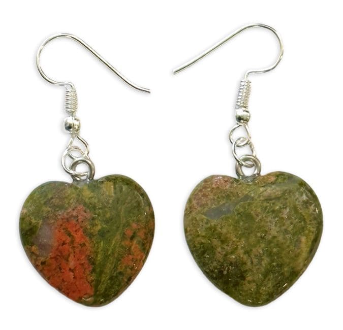 Boucles d'Oreilles Cœur Unakite 20mm