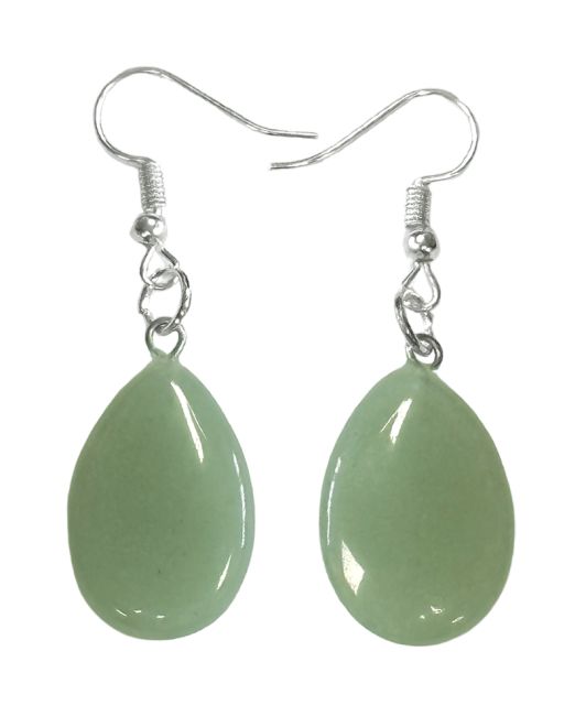 Boucles d'Oreilles Goutte Aventurine Verte A 25mm