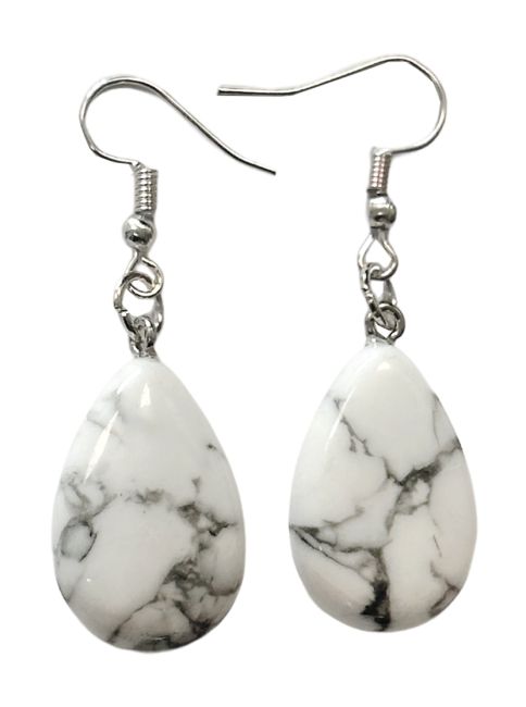 Boucles d'Oreilles Goutte Howlite A 25mm