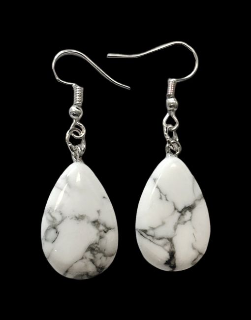 Boucles d'Oreilles Goutte Howlite A 25mm