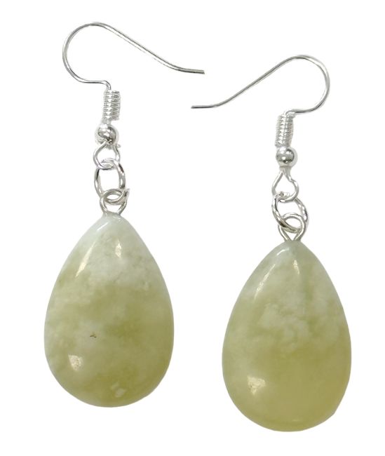 Boucles d'Oreilles Goutte Jade de Chine A 25mm