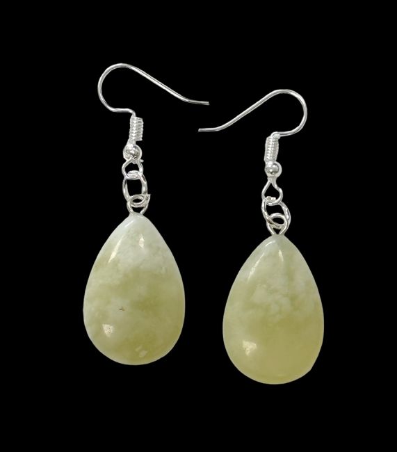 Boucles d'Oreilles Goutte Jade de Chine A 25mm