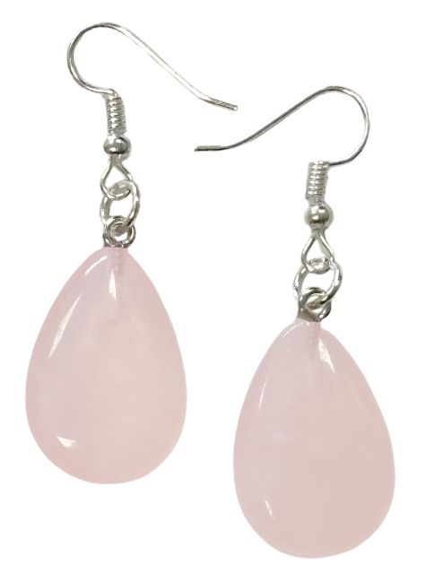 Boucles d'Oreilles Goutte Quartz Rose A 25mm