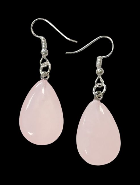 Boucles d'Oreilles Goutte Quartz Rose A 25mm