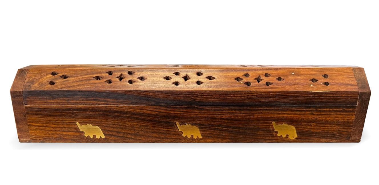 Porte encens hut elephants  - 30cm - Bois de rose