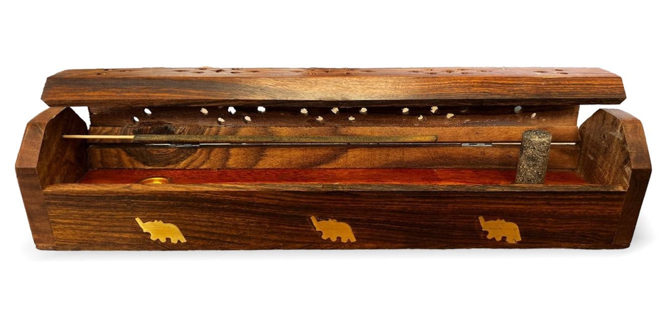 Porte encens hut elephants  - 30cm - Bois de rose