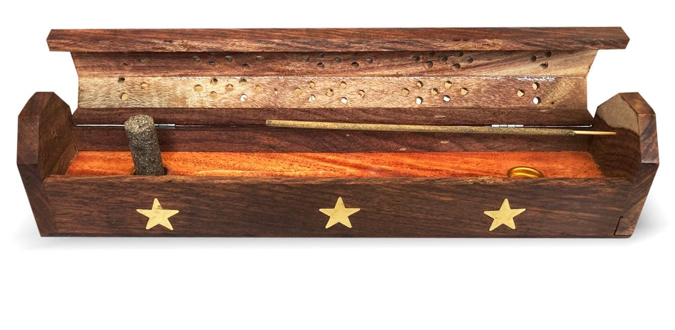 Porte encens hut etoiles- 30cm - Bois de rose